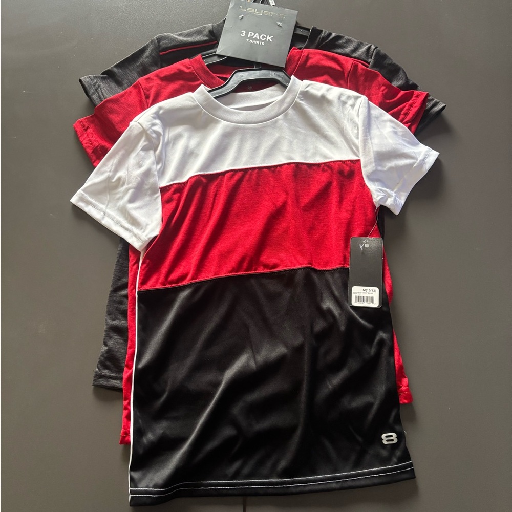 Layer 8 Men's Tri-Color T-Shirt Pack - Red, Black, White